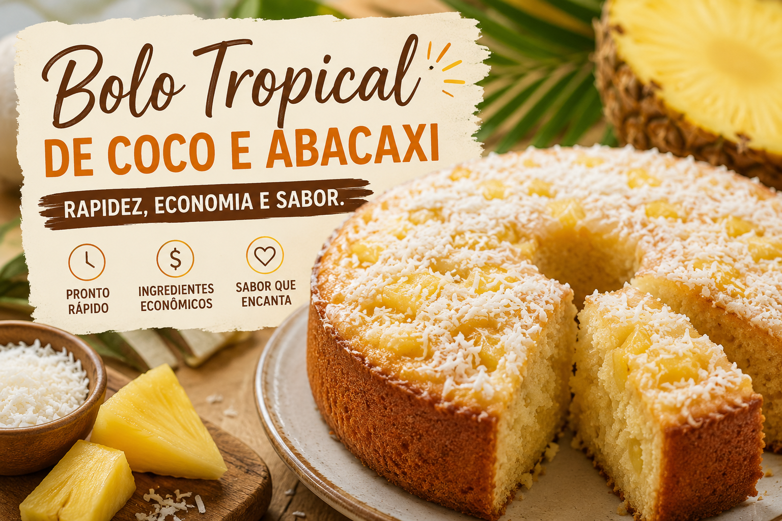 Bolo Tropical de Coco e Abacaxi
